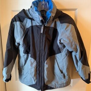 Lands’ End Boys Kids Winter Coat Jacket Size 7–8 Black Gray EUC